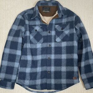JACHS New York Men’s Blue Plaid Sherpa Lined Flannel Jacket L Casual Shacket